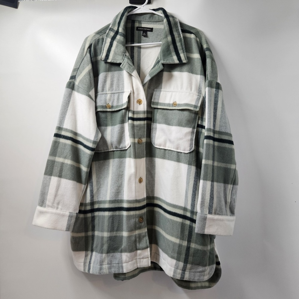 Banana Republic Womens Size XXlg plaid flannel shirt jacket, "shacket"